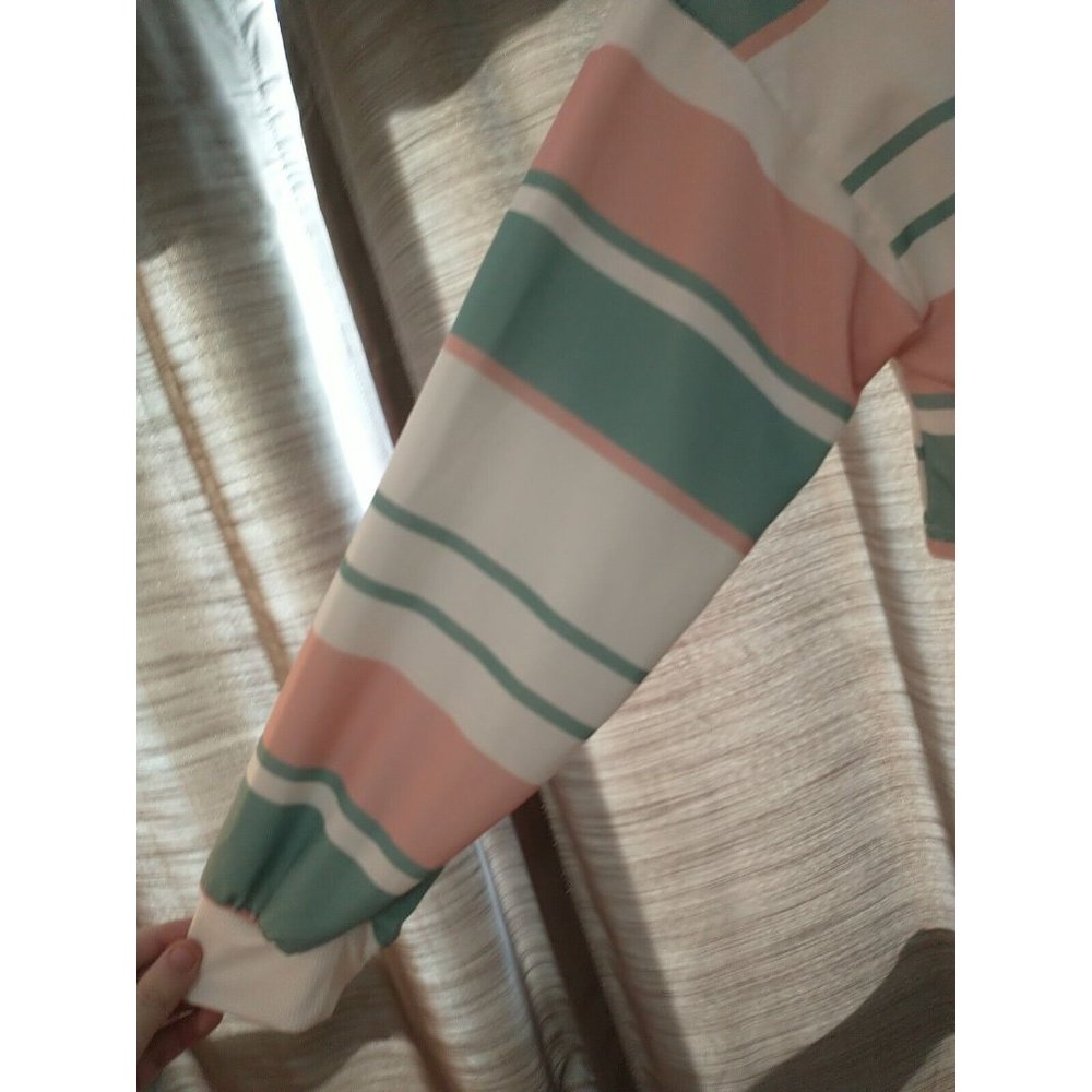 Women's Boutique Colorful Striped Long Sleeve Crop Top Shirt Size Large - Picture 3 of 6